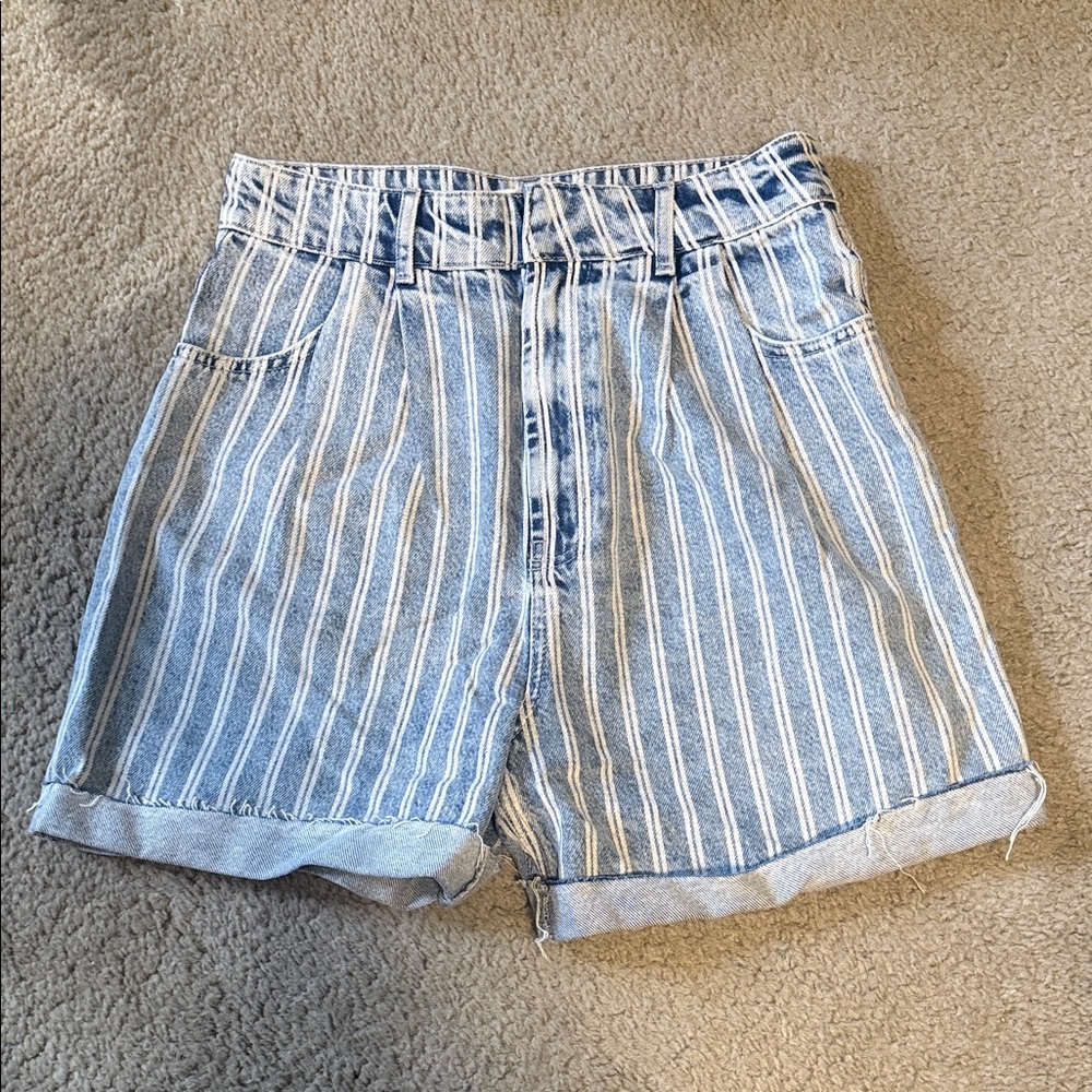 We the free Blue and White Striped Denim Shorts Sz 31